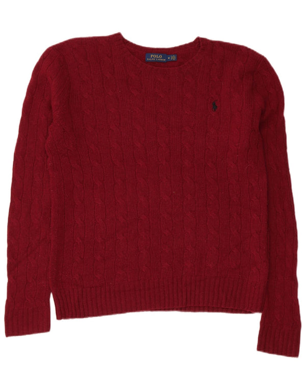 Polo Ralph Lauren Maglione da donna con scollo a barchetta UK 14 Lana marrone medio medio