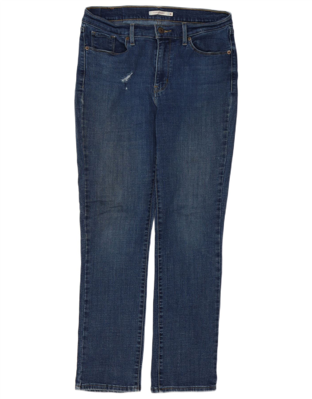 Jeans dritti classici invecchiati da donna Levi's US 8 medi W28 L29 Blu