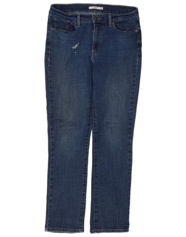 Jeans dritti classici invecchiati da donna Levi's US 8 medi W28 L29 Blu