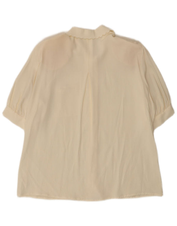 Camicetta vintage da donna con maniche a 3/4 UK 16 grande bianco sporco