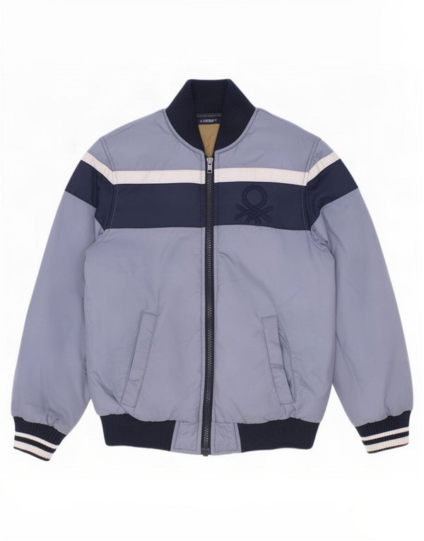 Giacca imbottita con grafica Benetton per ragazzi 7-8 anni Colorblock blu medio