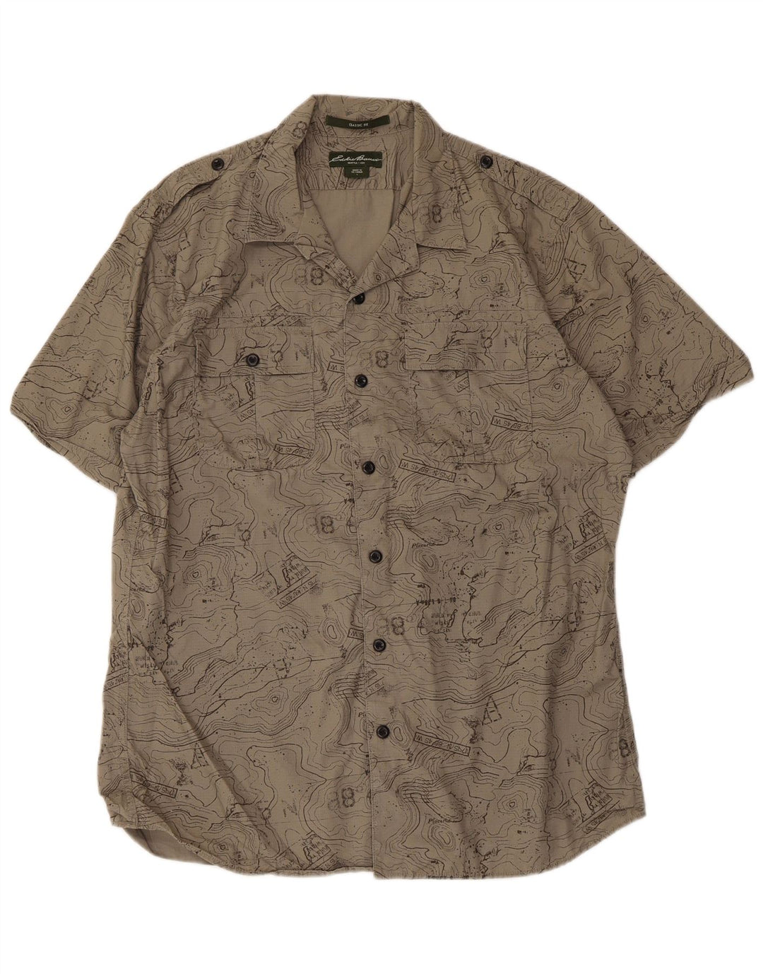 Camicia da uomo Eddie Bauer modello astratto vestibilità classica grande cotone beige