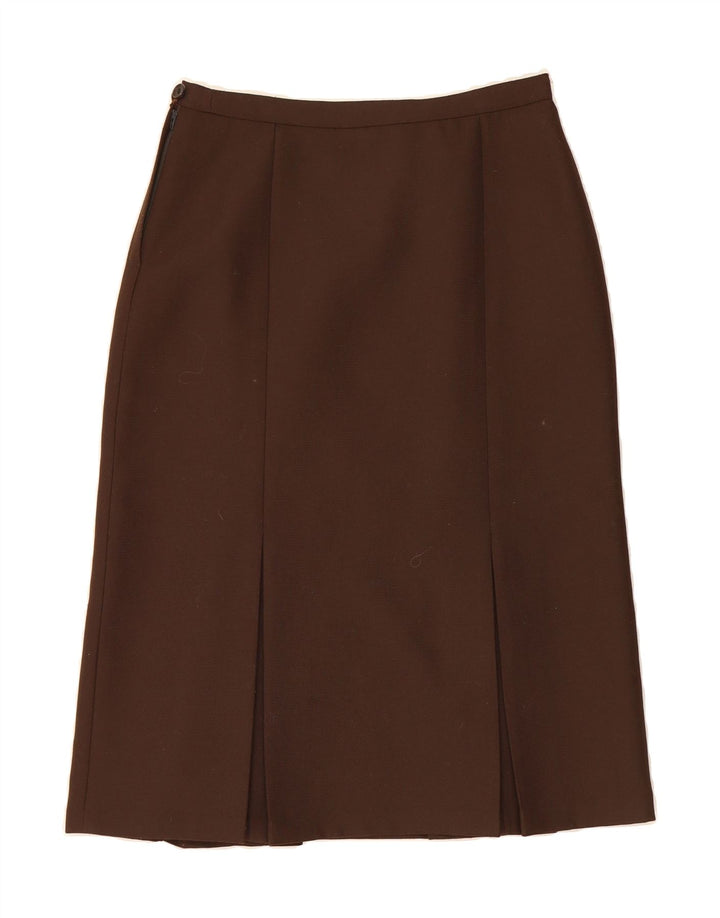 TREVIRA Womens Straight Skirt UK 14 Medium W30  Brown Vintage Trevira and Second-Hand Trevira from Messina Hembry 