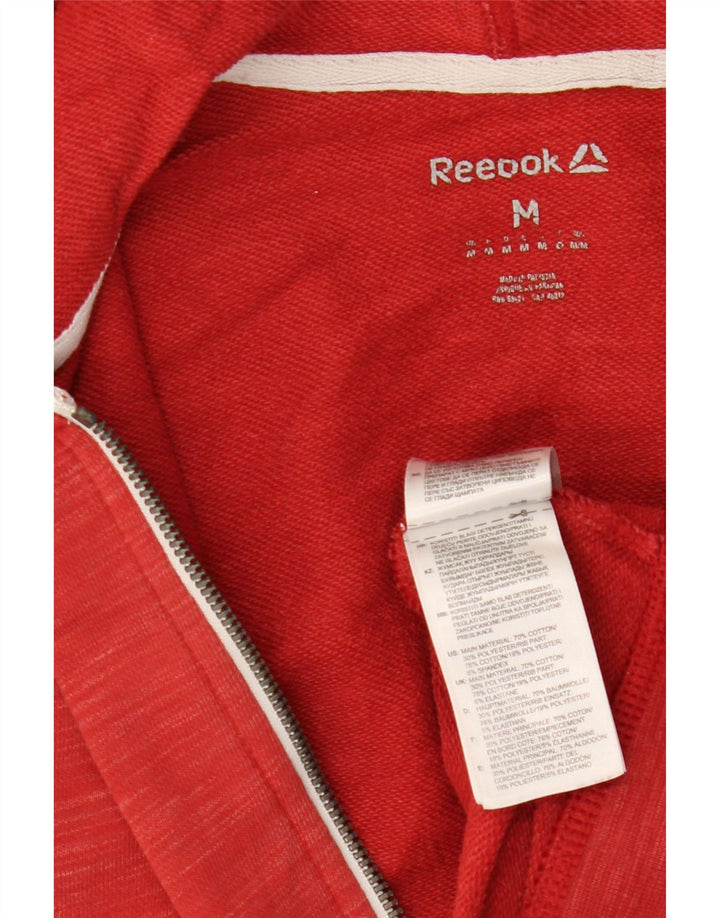 Maglione con cappuccio e zip grafica da uomo Reebok in cotone rosso medio