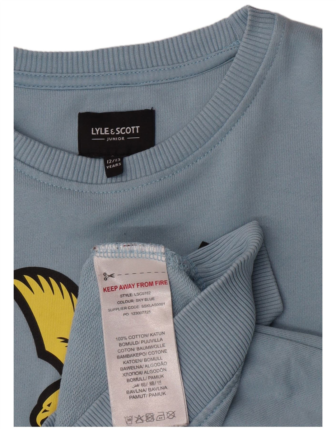 Felpa grafica da bambino Lyle & Scott 12-13 anni in cotone blu