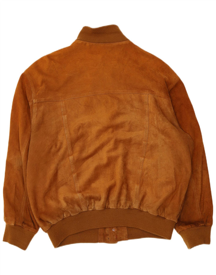 Giubbotto bomber vintage in pelle scamosciata da uomo IT 54 2XL Beige