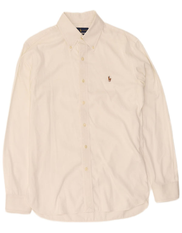 Camicia da uomo Easy Care Ralph Lauren taglia 39 15 1/2 cotone bianco medio