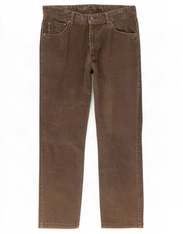 Pantaloni dritti da uomo in velluto a coste Rifle W31 L27 in cotone marrone