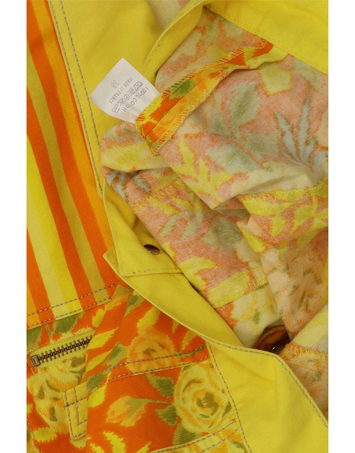Giubbotto bomber corto da donna vintage EU 38 cotone floreale giallo medio