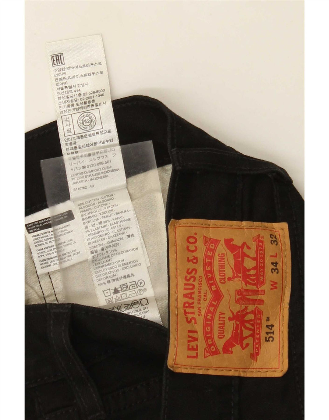 Levi's Uomo 514 Jeans dritti W34 L26 Cotone Nero