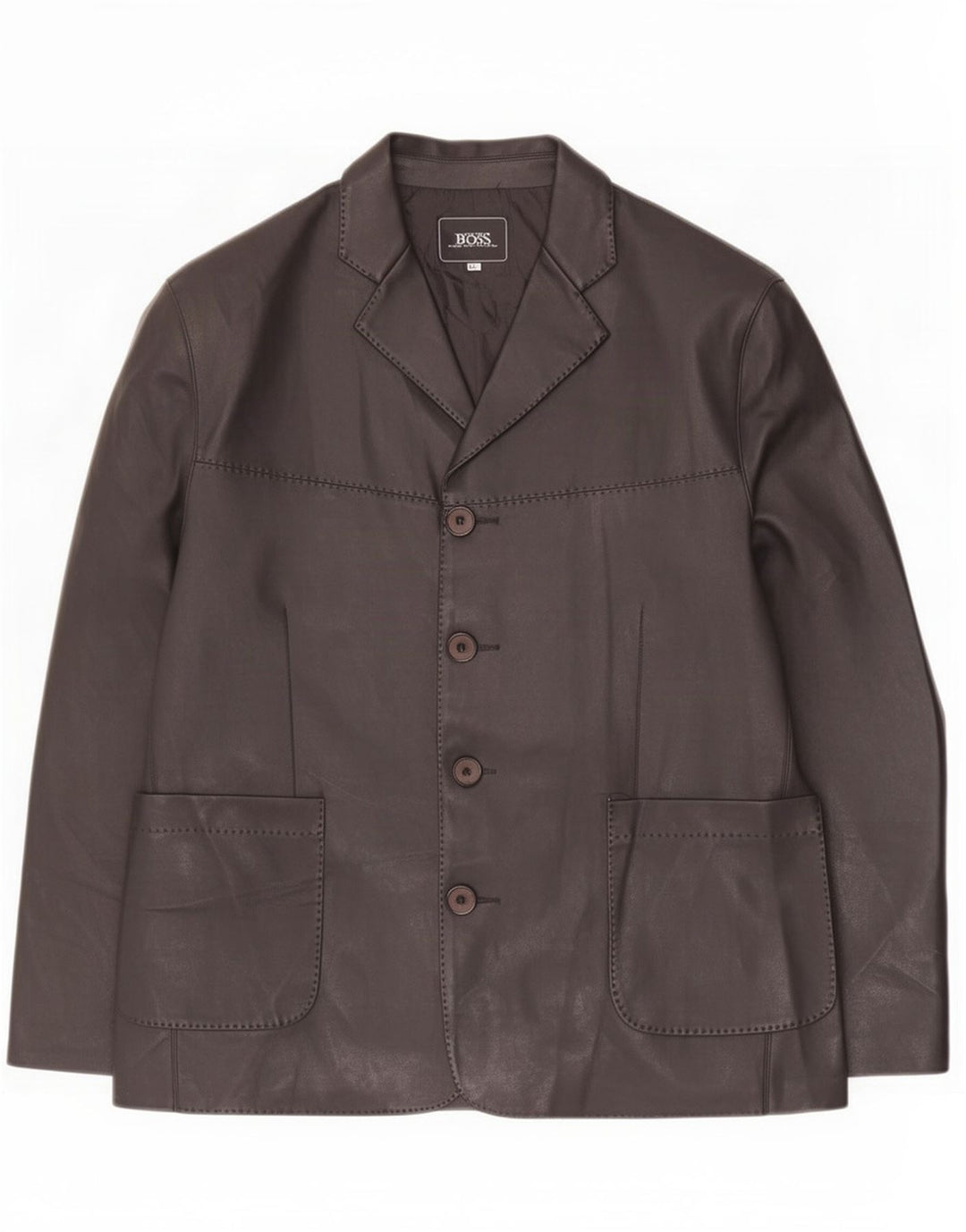Giacca blazer in pelle da uomo a 4 bottoni Hugo Boss UK 44 2XL Nera