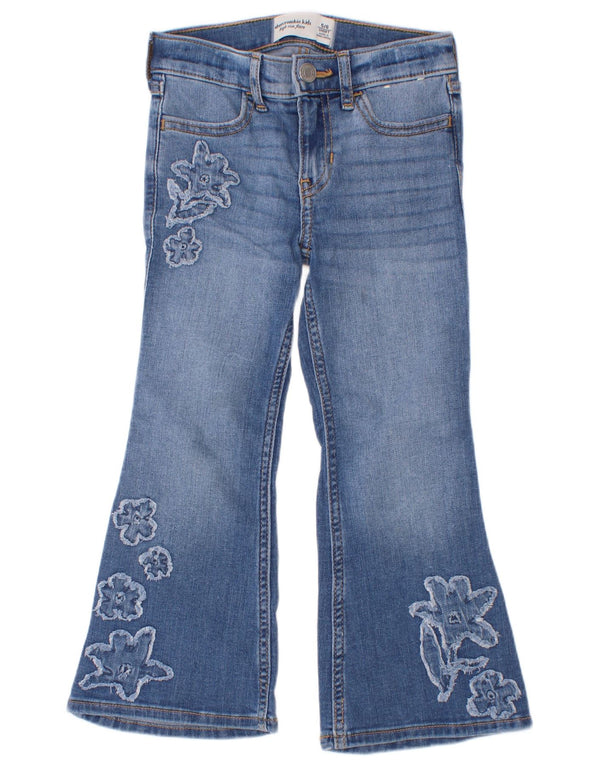 Abercrombie & Fitch Girls Flared Jeans 5-6 Years W20 L14 Blue Floral