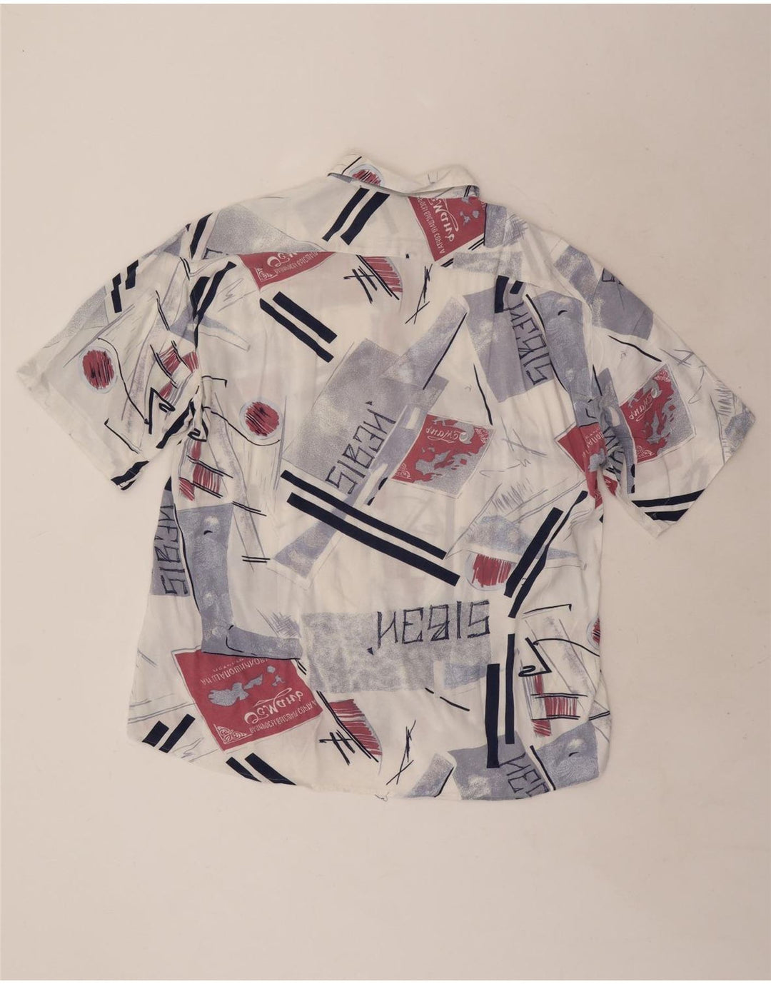 Camicia vintage da uomo a maniche corte XL multicolore geometrica