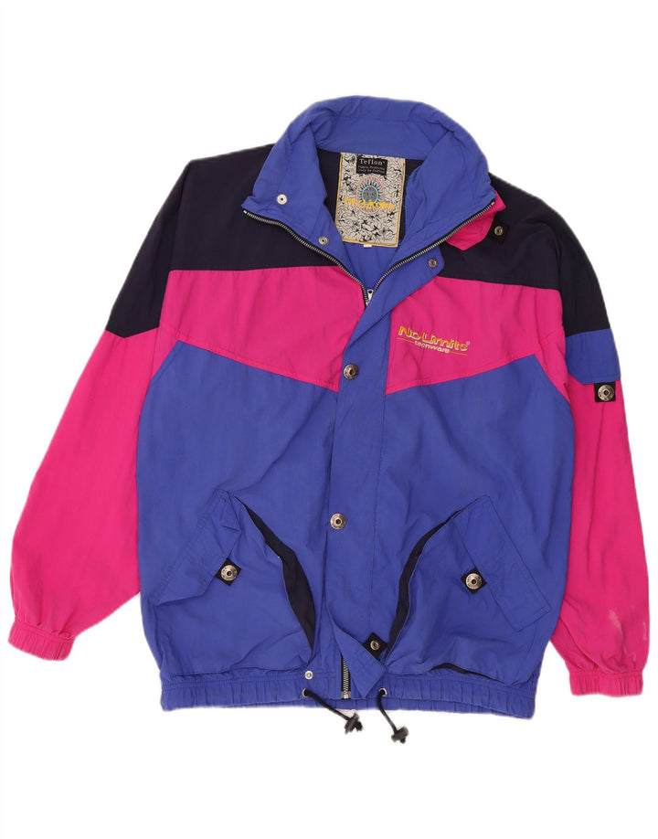 Giacca a vento vintage da uomo UK 38 Poliammide color block blu medio