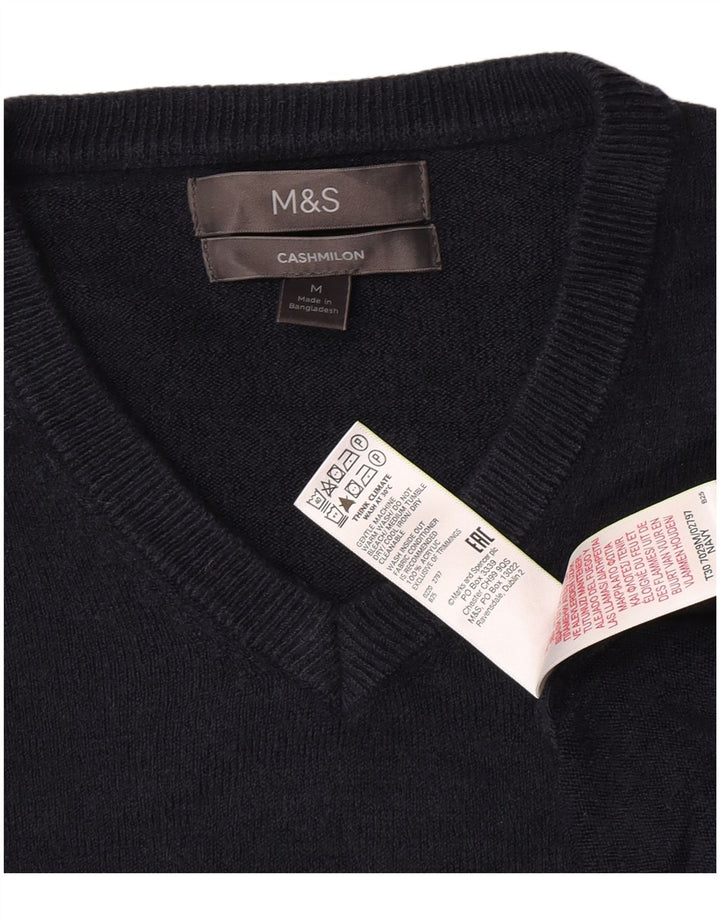 Maglione da uomo con scollo a V Marks & Spencer medio blu navy in acrilico