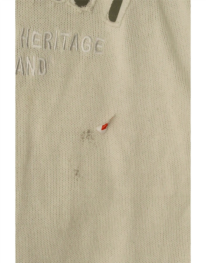 TIMBERLAND Boys Graphic Cardigan Sweater 15-16 Years Off White Vintage Timberland and Second-Hand Timberland from Messina Hembry 