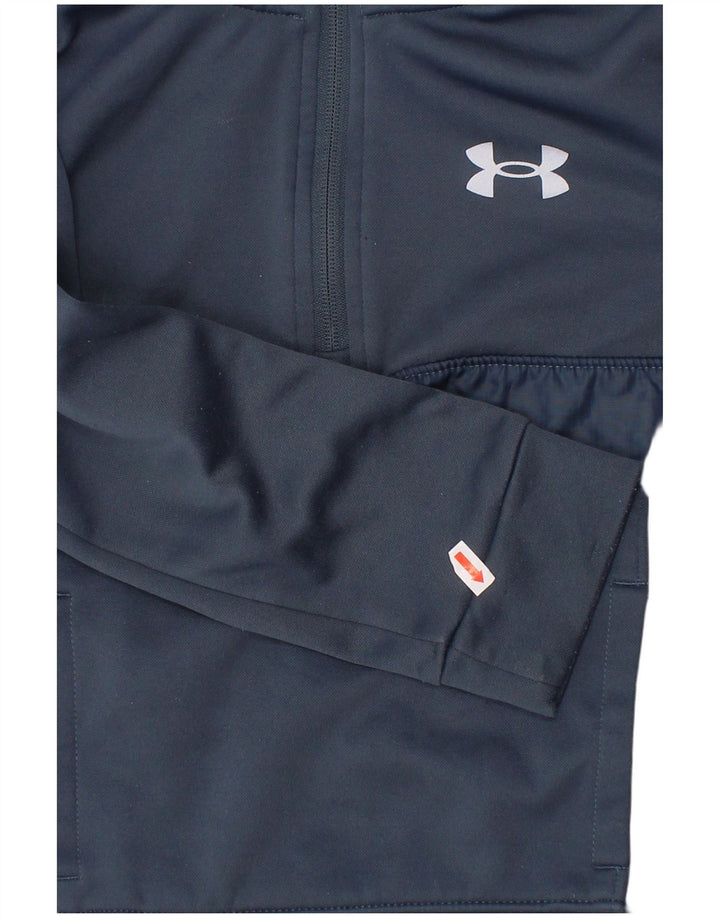 Felpa con collo con zip per ragazzi UNDER ARMOUR 5-6 anni in poliestere blu navy