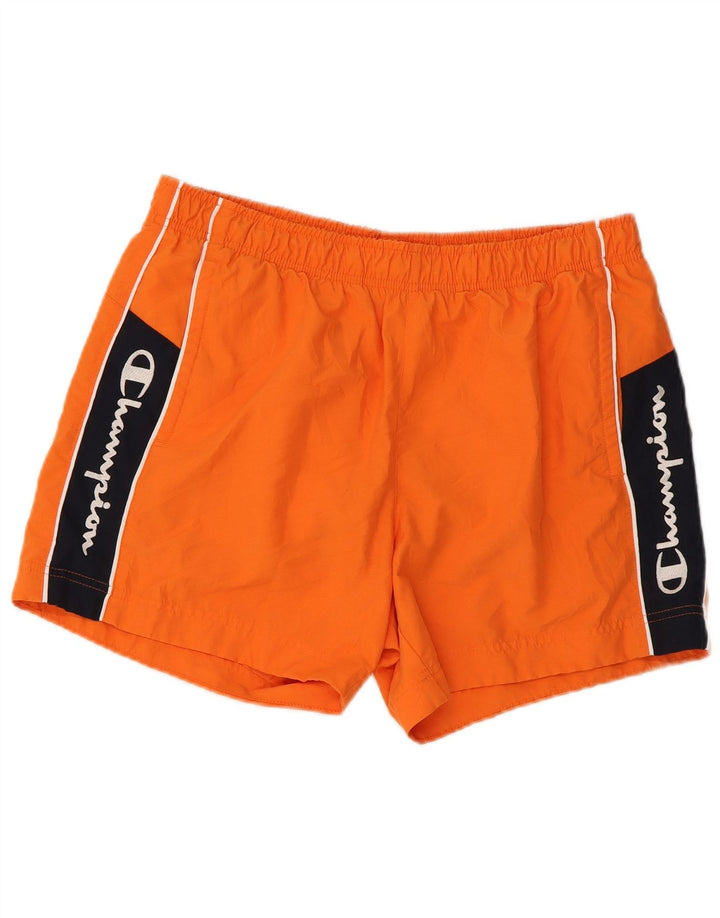 Pantaloncini da bagno grafici da uomo Champion, grandi, in poliestere color block arancione
