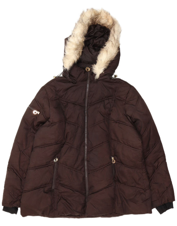 Giacca imbottita con cappuccio da donna Nautica UK 20 2XL poliestere marrone