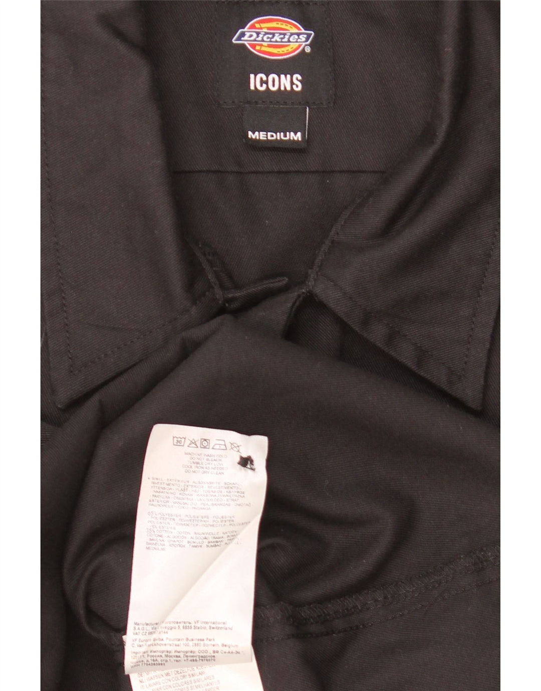 Camicia a maniche corte da uomo Dickies in poliestere nero medio