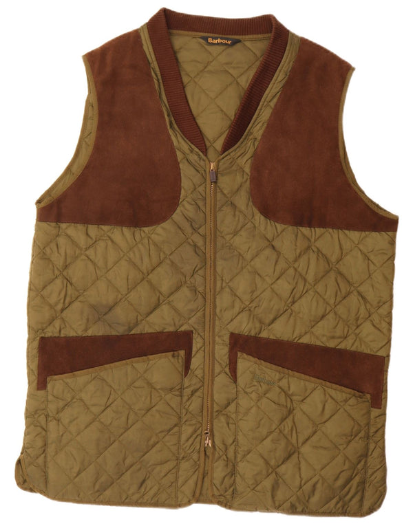 Barbour Gilet trapuntato da uomo UK 42 XL Khaki Colourblock in poliammide