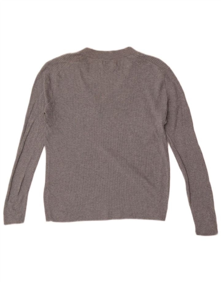 Maglia da donna a maniche lunghe Massimo Dutti UK 14 grande seta grigia