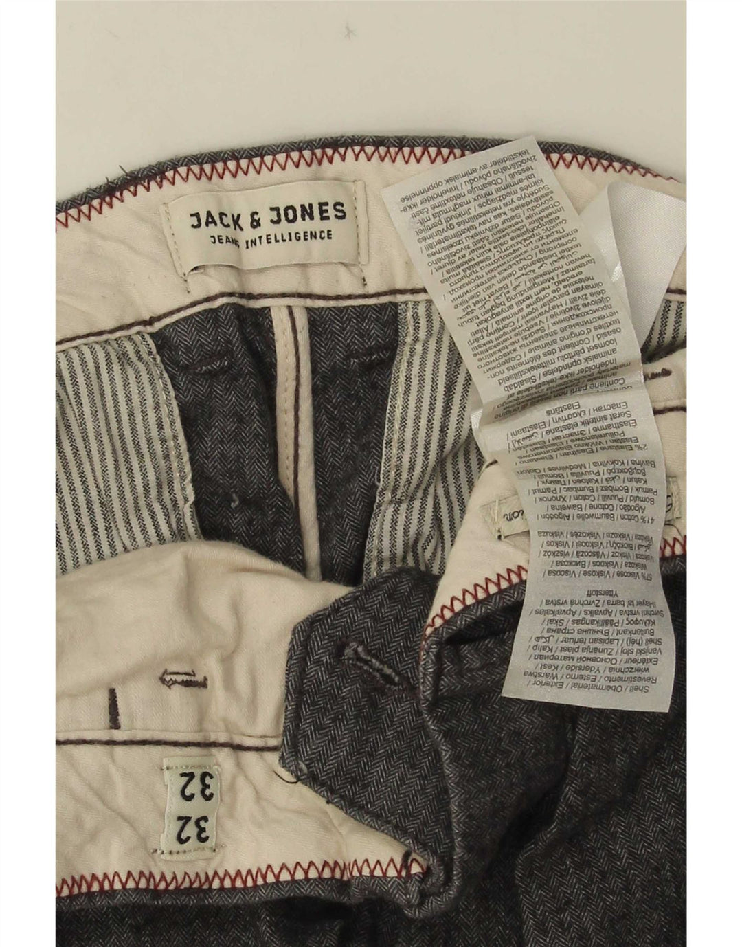 Pantaloni chino slim da uomo Jack & Jones W32 L32 viscosa spinata grigia