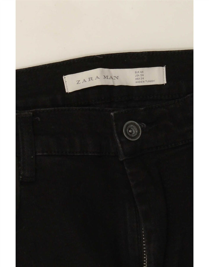 Jeans slim invecchiati da uomo Zara EU 44 grandi W34 L29 neri