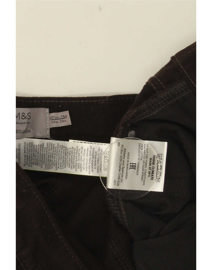 Pantaloni casual vestibilità regolare da uomo Marks & Spencer W38 L29 cotone marrone