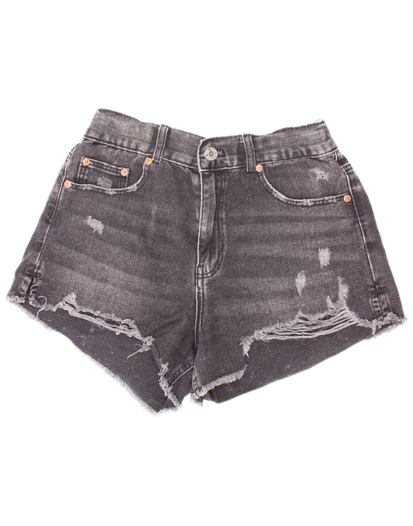 Pantaloncini di jeans invecchiati Zara per ragazze 13-14 anni W26 cotone grigio