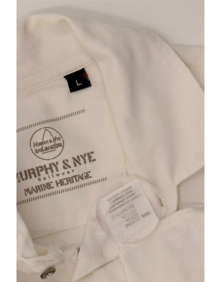 Camicia a maniche corte da uomo Murphy & Nye grande in cotone bianco