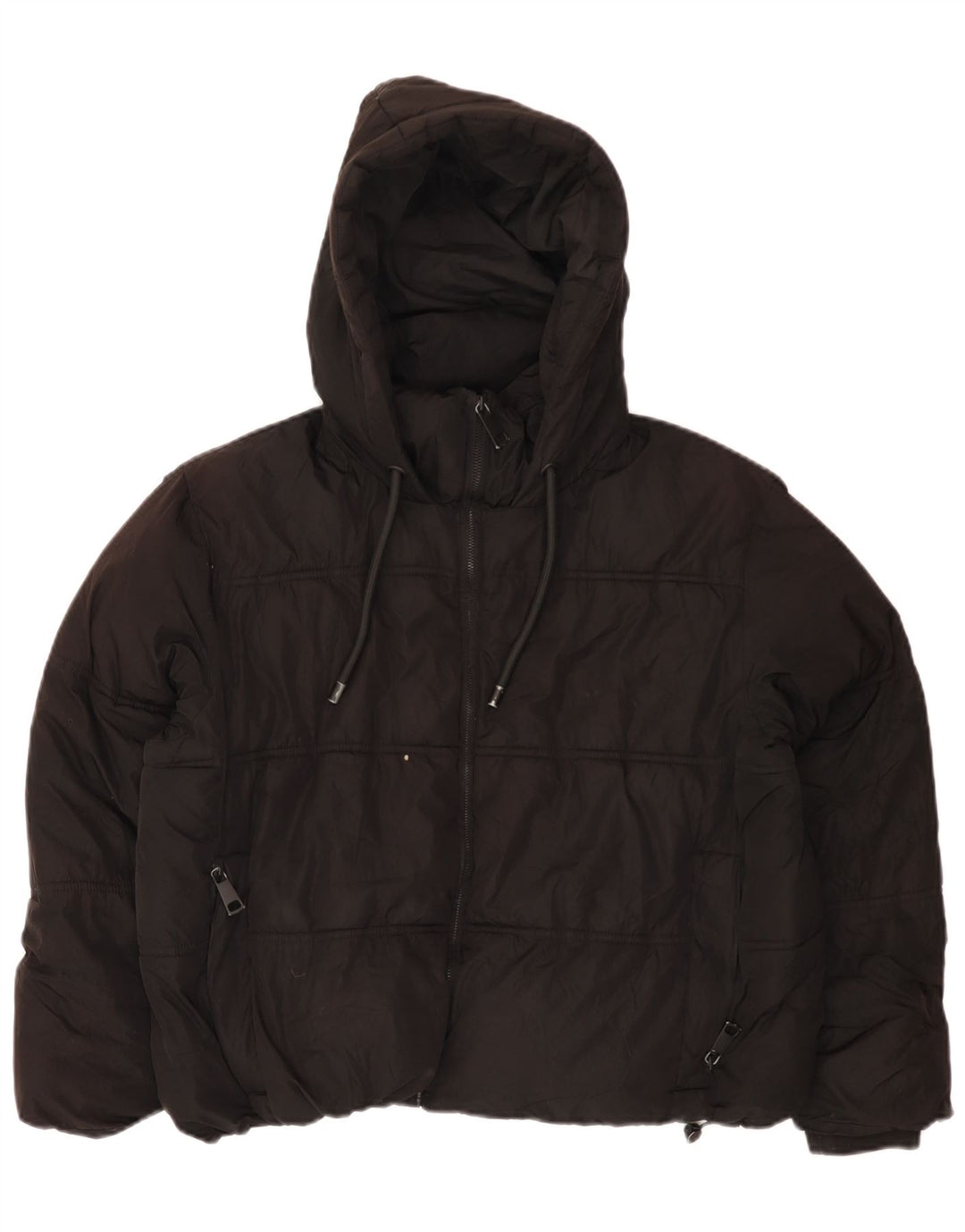 Giacca imbottita oversize con cappuccio da donna Zara UK 14 poliestere nero medio