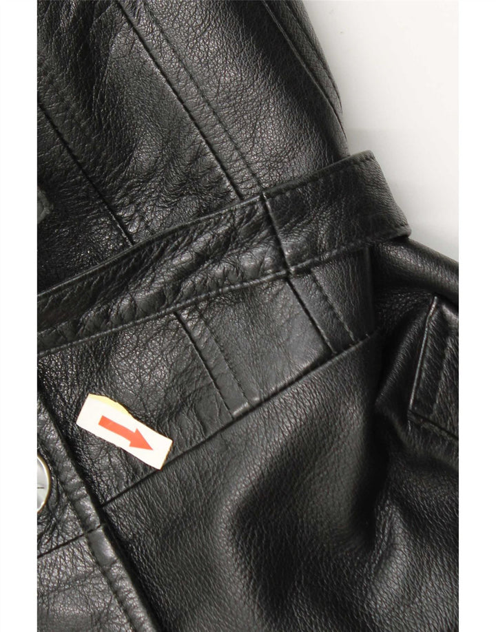 Giacca in pelle da donna vintage IT 44 media in pelle nera