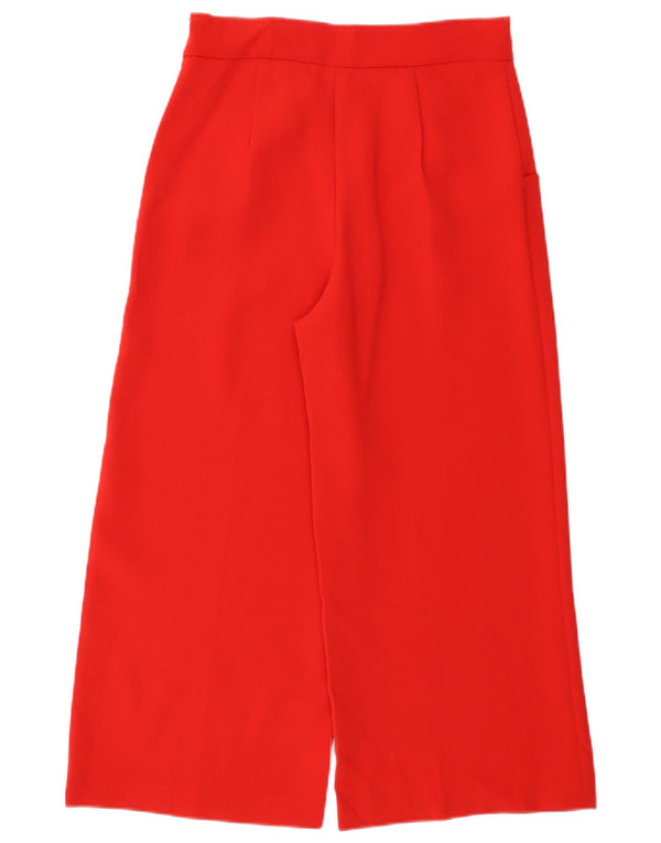 Zara Womens High Waist Wide Leg Cropped Trousers Medium W28 L23 Red