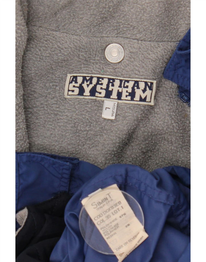 Giacca a vento con cappuccio da uomo American System UK 40 Large Blu Navy