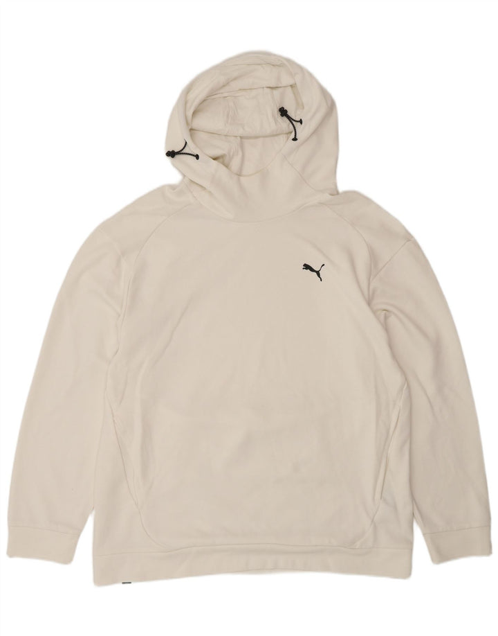 Felpa con cappuccio da uomo Puma Large in cotone bianco