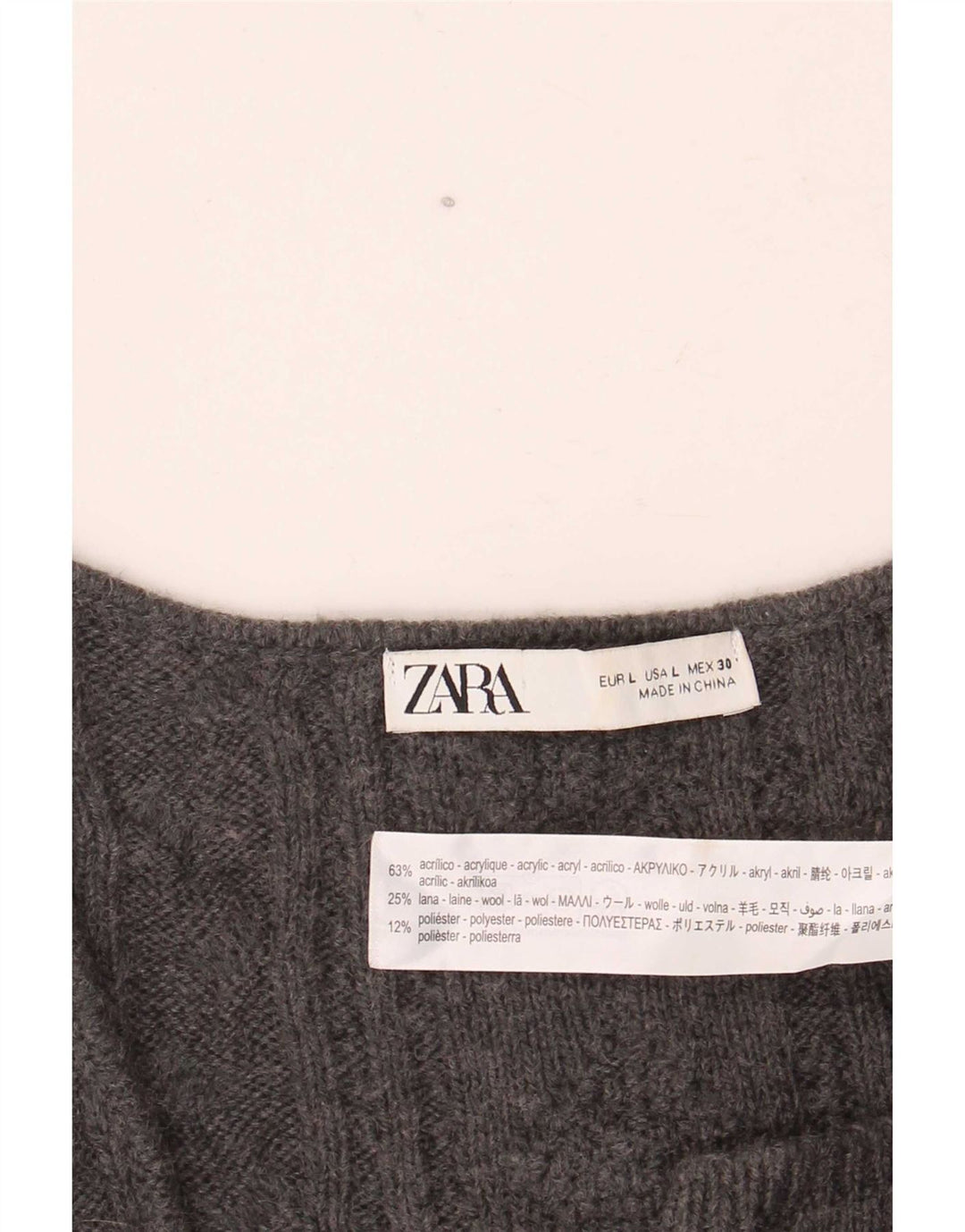 Maglione cardigan da donna Zara UK 14 grande acrilico grigio