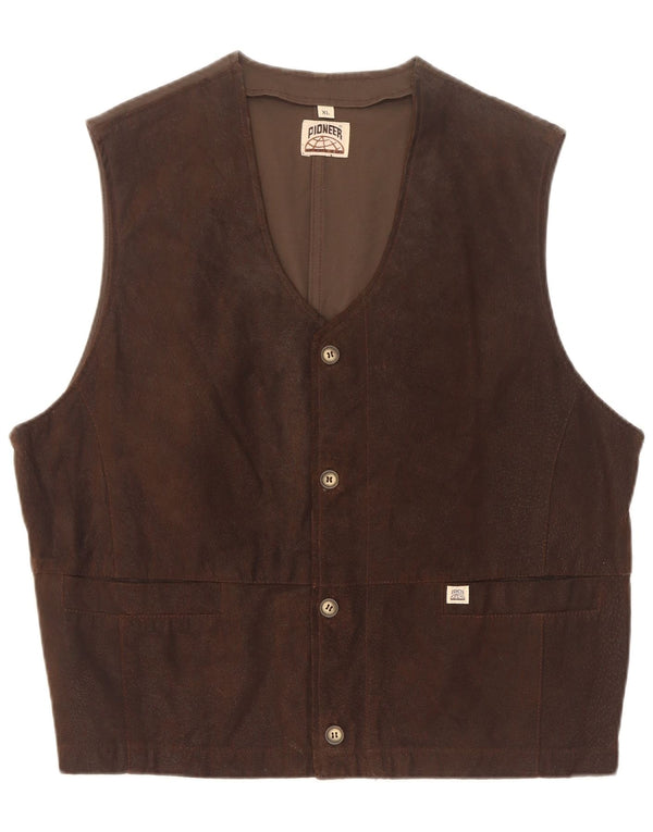 Gilet da uomo in pelle scamosciata Pioneer XL in pelle marrone