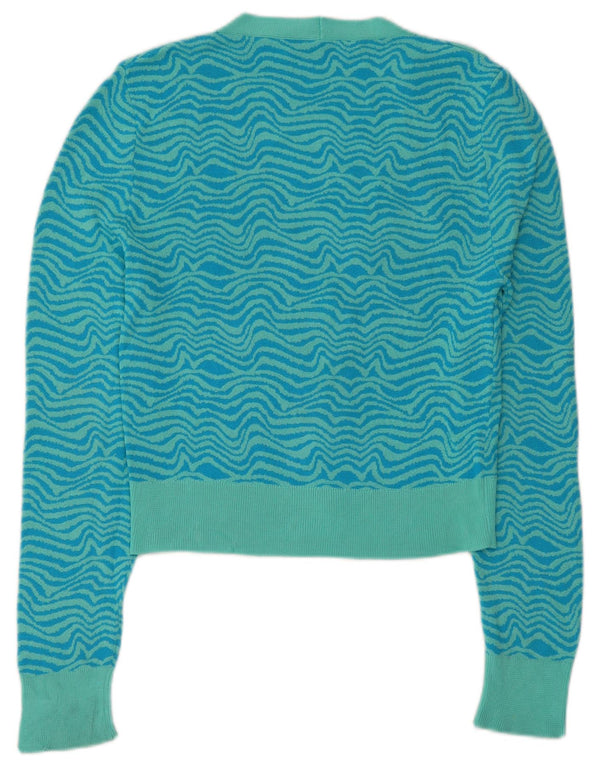 Maglione cardigan da donna Zara UK 10 piccolo viscosa geometrica blu