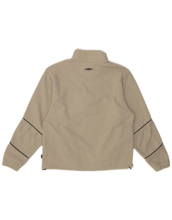 Maglione in pile oversize da donna con zip e collo Umbro UK 10 piccolo bianco sporco