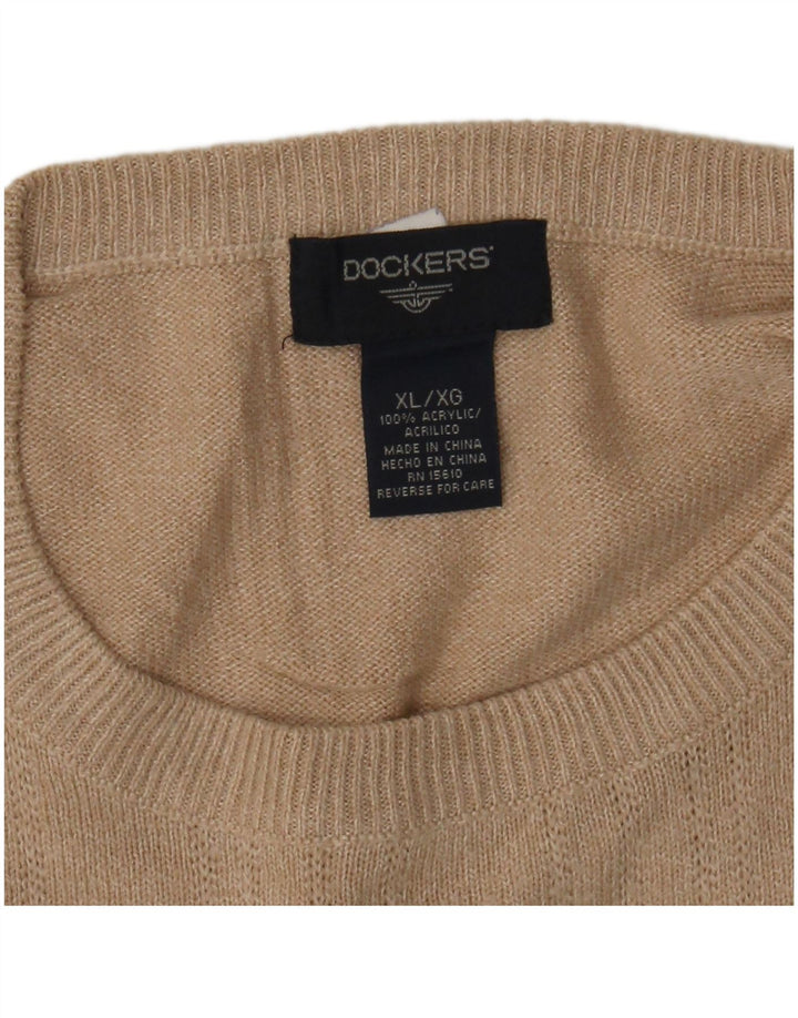 DOCKERS Maglione maglione girocollo da uomo XL Poliacrilico a righe beige