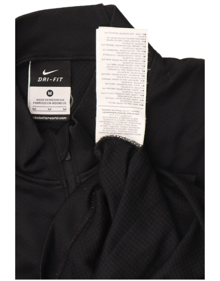 Nike - Maglia da tuta pullover con zip e collo da uomo, media, nera, poliestere, sportiva