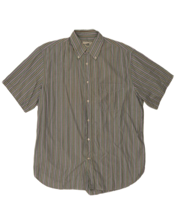 Camicia a maniche corte da uomo Henry Cottons taglia 41 16 a righe verdi grandi