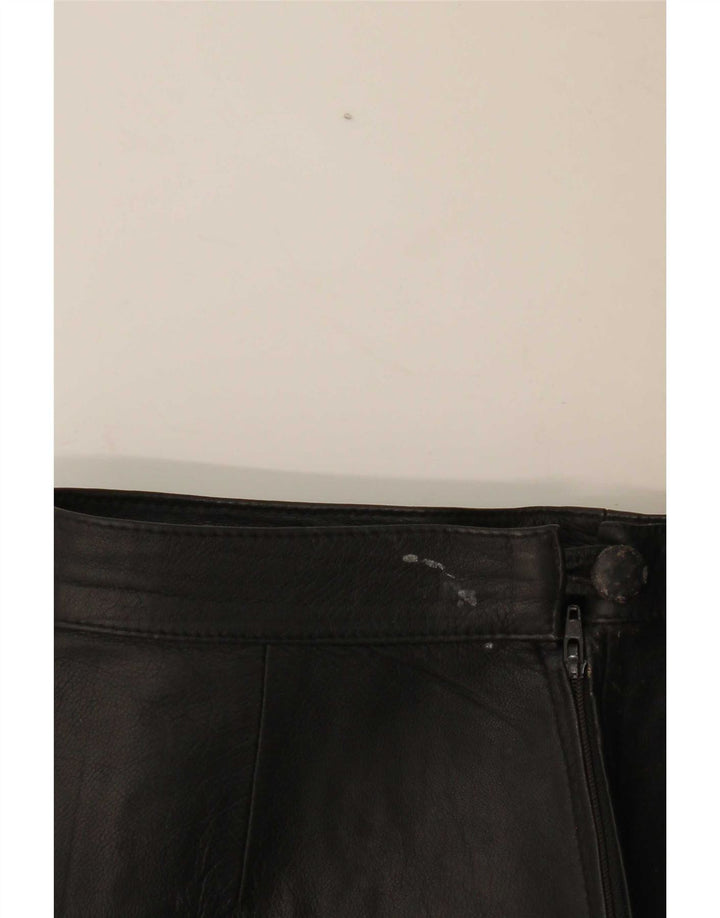 Gonna in pelle vintage da donna W28 media nera