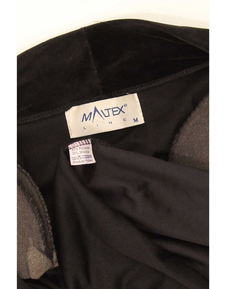 Giacca blazer aperta da donna vintage UK 14 poliestere floreale nero medio
