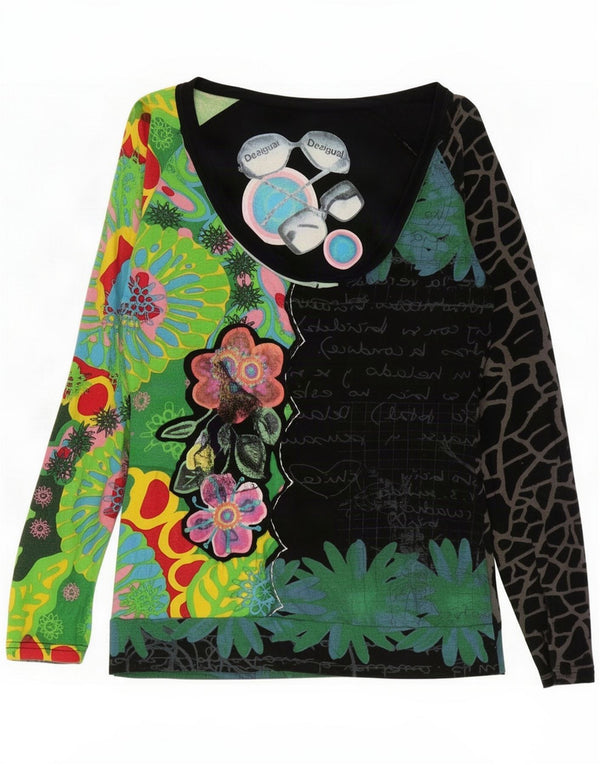 Desigual Womens Graphic Top manica lunga UK 12 medio multicolore floreale