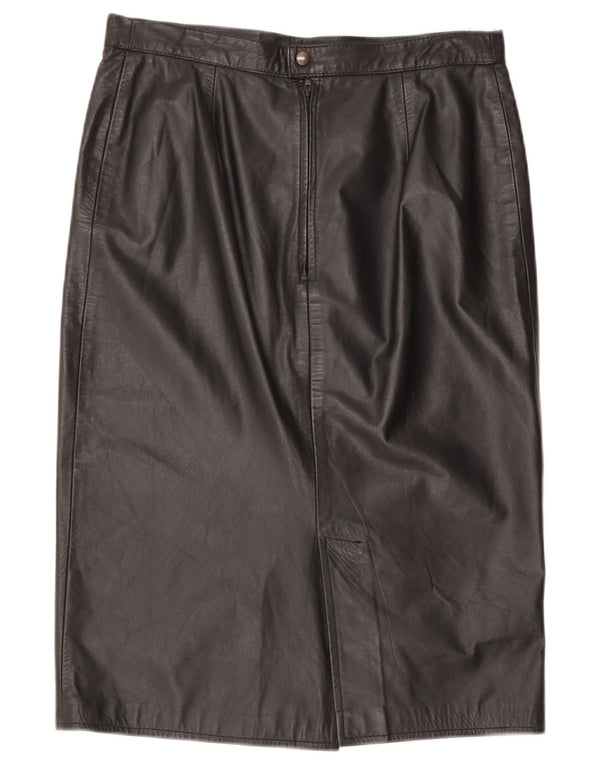 Gonna in pelle vintage da donna W32 grande nera