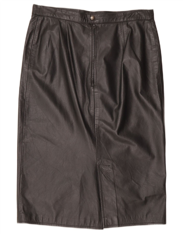 Gonna in pelle vintage da donna W32 grande nera