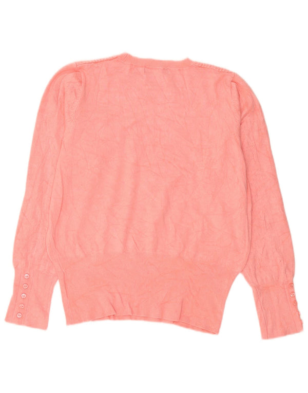 Maglione maglione girocollo da donna Marks & Spencer UK 12 Viscosa rosa medio