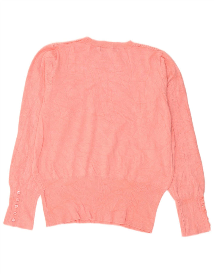 Maglione maglione girocollo da donna Marks & Spencer UK 12 Viscosa rosa medio